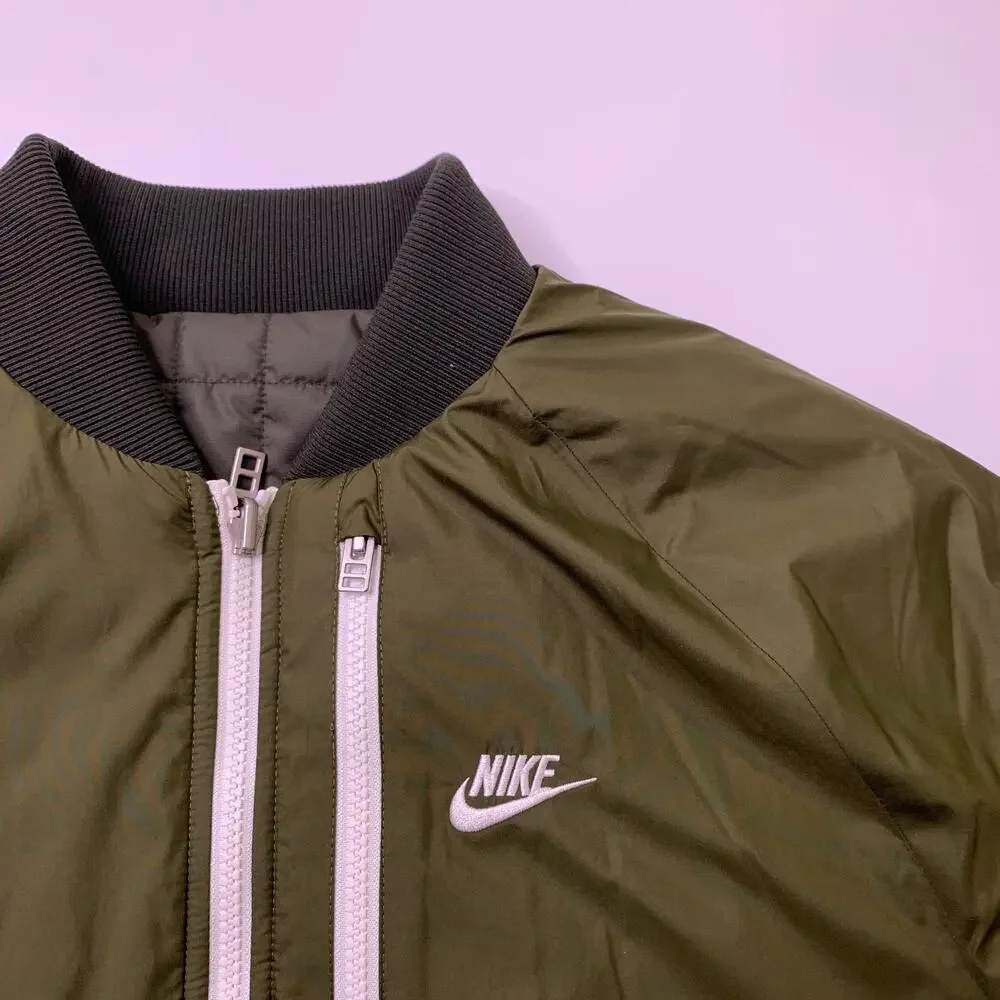 Nike Jacket Mens M Medium Army Green Sportswear Therma Legacy Reversible Bomber